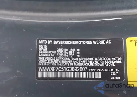 2016 Mini Hardtop Cooper S from USA, damaged, VIN WMWXP7C51G3B92807